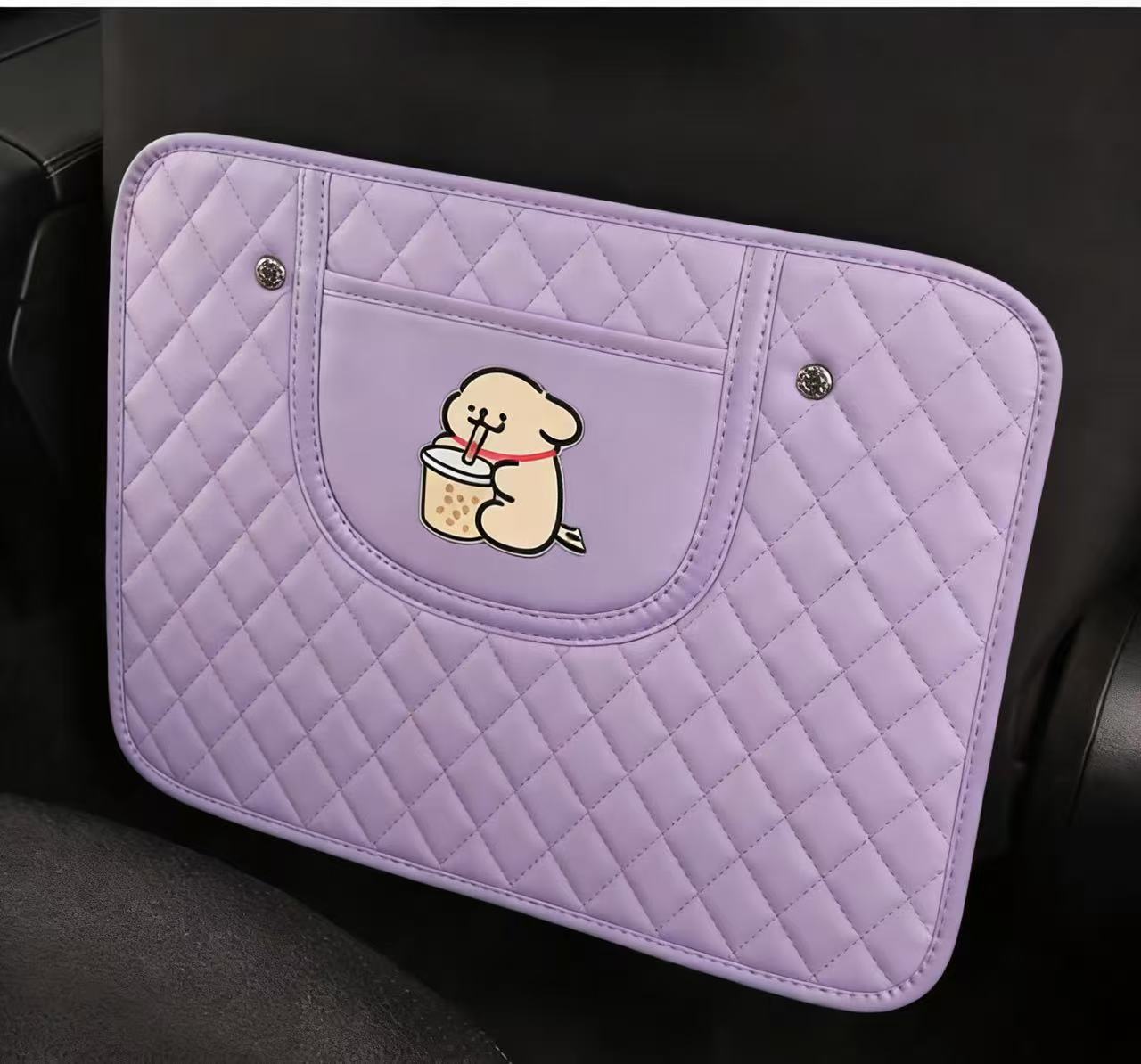 Simple cartoon car seat back anti-kick cushion car seat back anti-pollution cushion belt storage belt back pocket suspension type