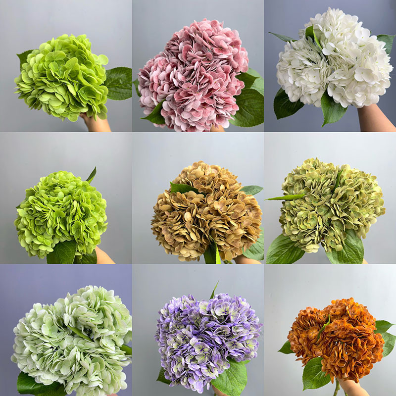 Artificial Flowers 196Pcs Large Hydrangea High Quality Feel Moisturizing Hydrangea Wedding Floral Home Decoration Fake Flower