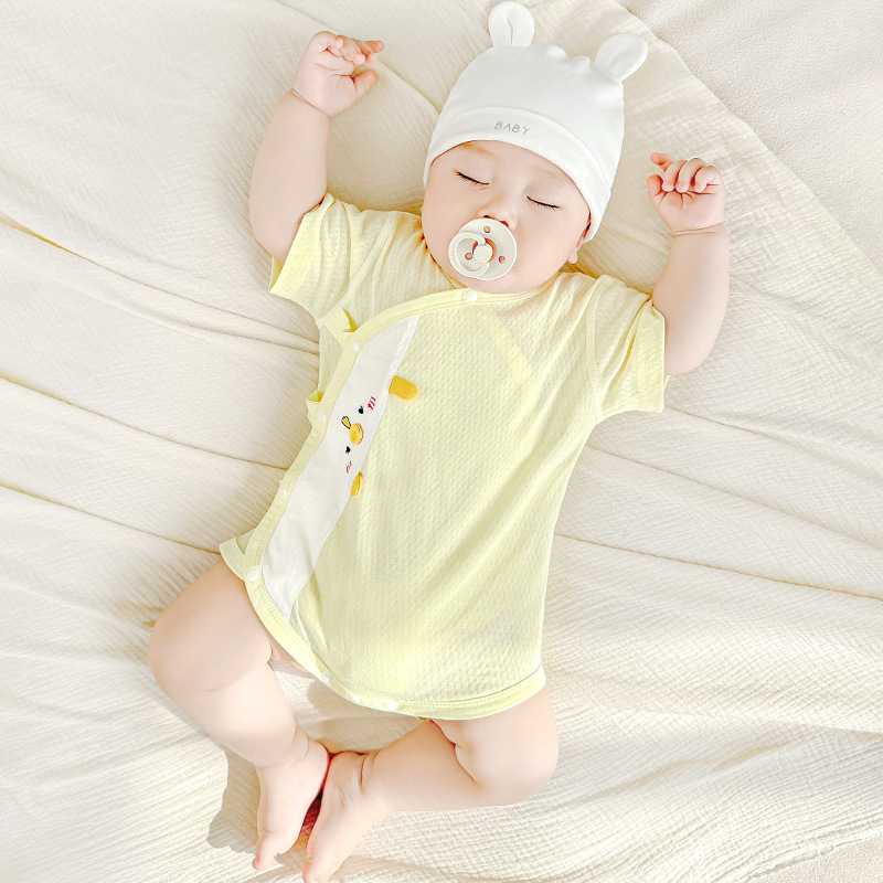 Baby summer jacket, algodón recién nacido, ropa de monje de mangas cortas para hombres y mujeres, delgada bolsa de triángulo, ropa de verano para bebé image 11