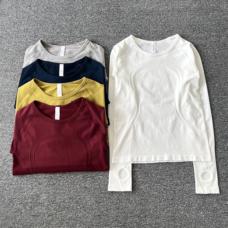 New Fitness Tops, Round Neck Training Clothes, Breathable, High-Elasticity, Slimming Look, Running, Quick-Drying Yoga Clothes, Long-Sleeved T-Shirts for Women