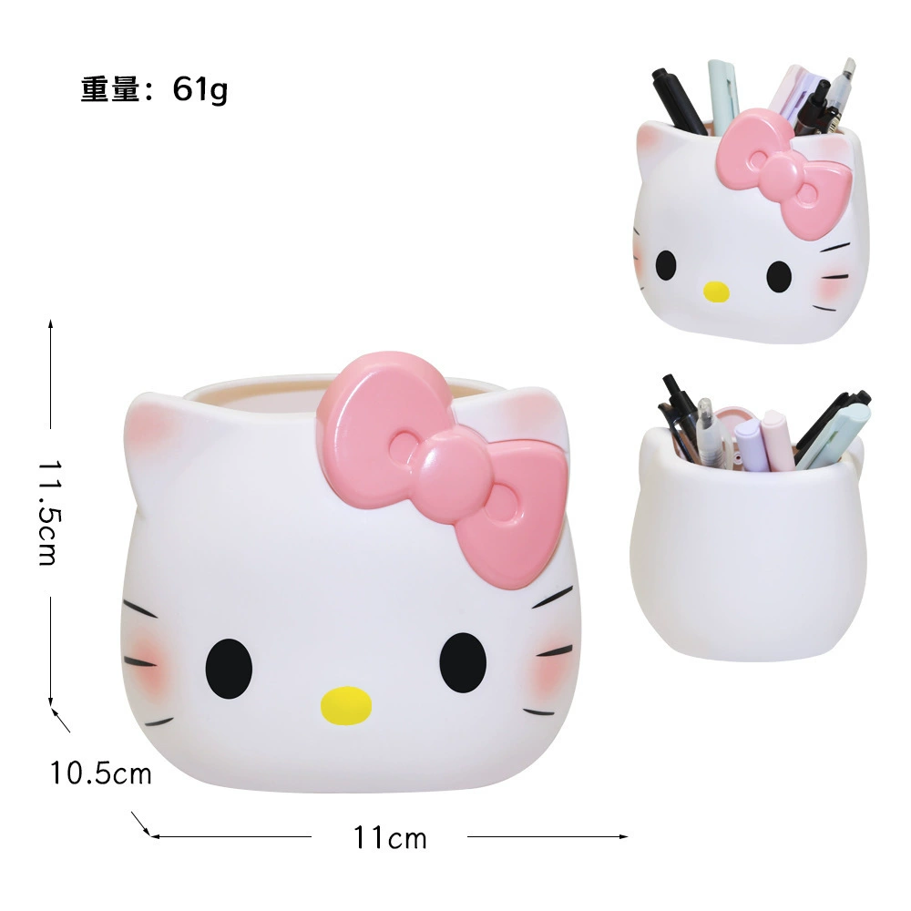 Подставка для ручек Sanrio (Kuromi / Hello Kitty), декоративный органайзер из пластика, 11,34×9,86×21,3 см