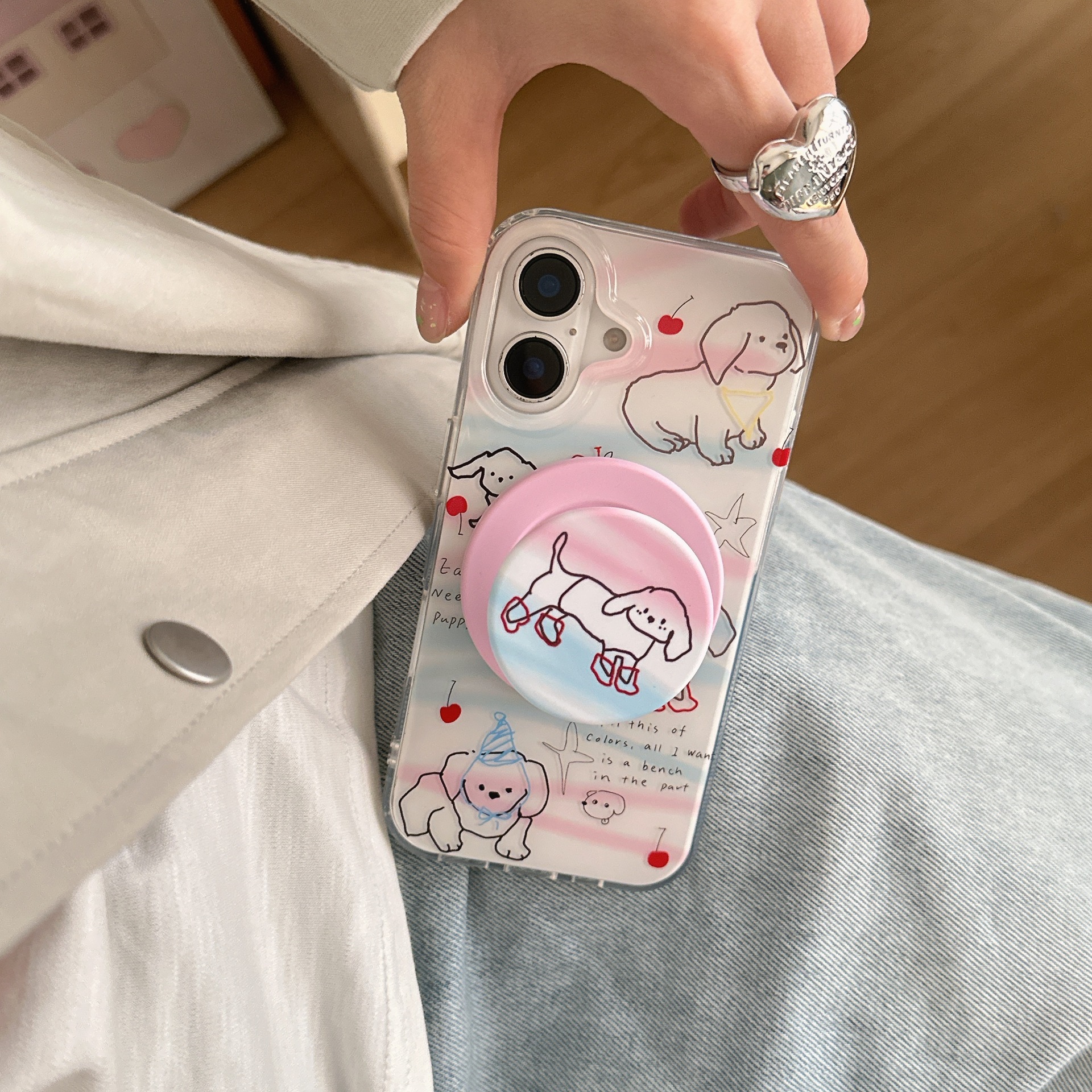 Perro salchicha de línea de dibujos animados estilo ins para Apple 15ProMax funda para teléfono móvil 16Pro nicho 14/13 Mujer 16