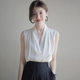 White V-Neck Satin Sleeveless Shirt Commuter Dress Top Design Niche Business Wear White Shirt Women's Wear