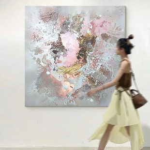 Texture Oil Painting Pure Hand-Painted Modern Simple Abstract Hanging Painting Living Room Decorative Painting High-End Villa Large White Wall Mural