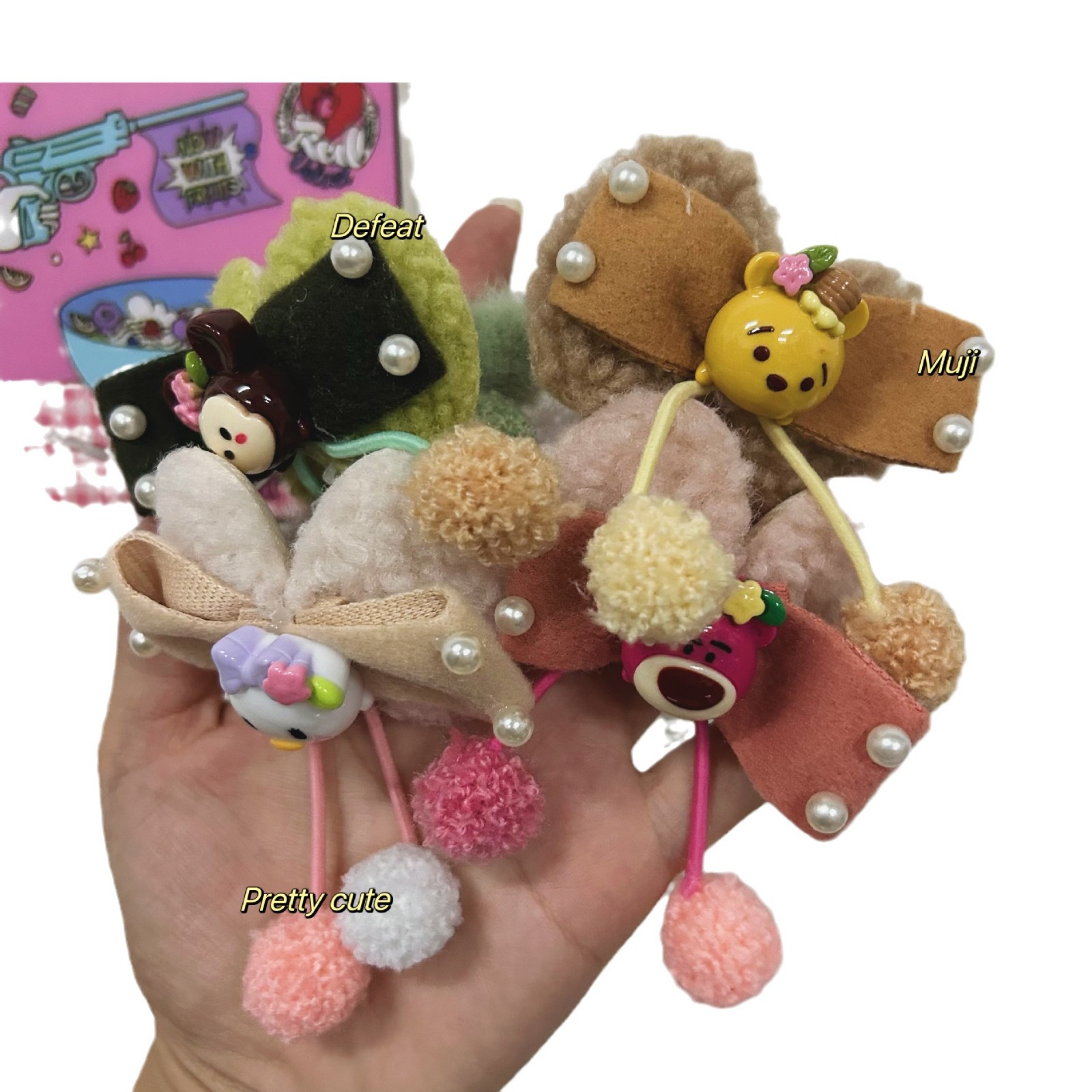 Caricatura coreana para niños no daña toallas de cabello anillo de cabello de peluche invierno arco lindos bola cabeza de caballo adornos