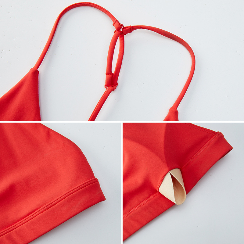 Traje transfronterizo de ropa interior deportiva de espalda hermosa en forma de T traje de yoga para mujer traje deportivo de fitness para correr de secado rápido de cintura alta