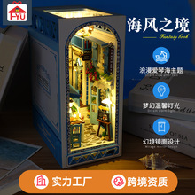 跨境diy小屋书立手工拼装北欧风立体书木质模型创意浪漫礼物摆件