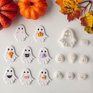 Halloween Ghost Soft Clay Earring Mold Cartoon Mini Clay Pendant Cutting Mold Set Handmade Tools