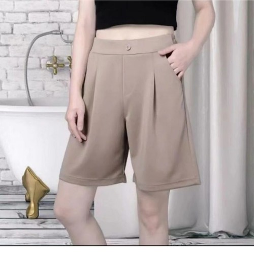 Korean Summer New Women's 5-Finger Suit Shorts Black Commuting Plus Size High-Waist Loose Slimming Wide Leg Pants for Outdoor Wear