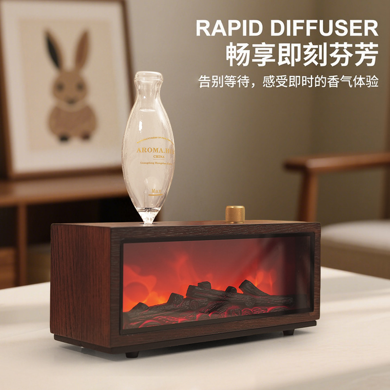 新品桌面仿真3D火焰壁炉加湿器家用定时静音卧室空气香薰机氛围灯|undefined