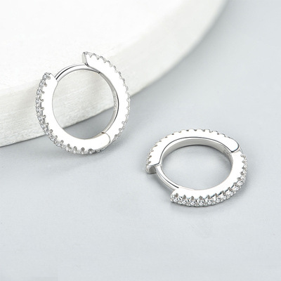 Ferris Wheel Simplicity fashion Ear Studs Backing Versatile S925 Sterling Silver Platinum senior A small minority design Ear clip