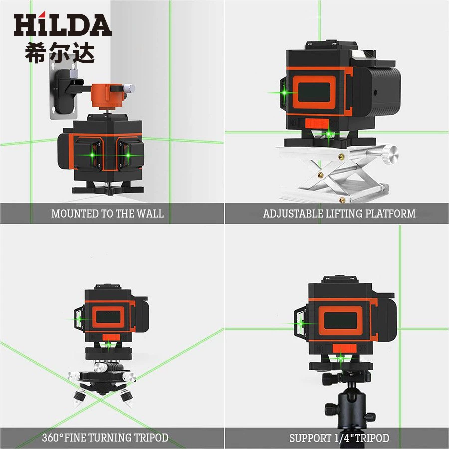 Hilda Horizontal 12 Line 3D16 Line 4D Green Light Level High -precision automatic automatic automatic wire paving brick wall instrument