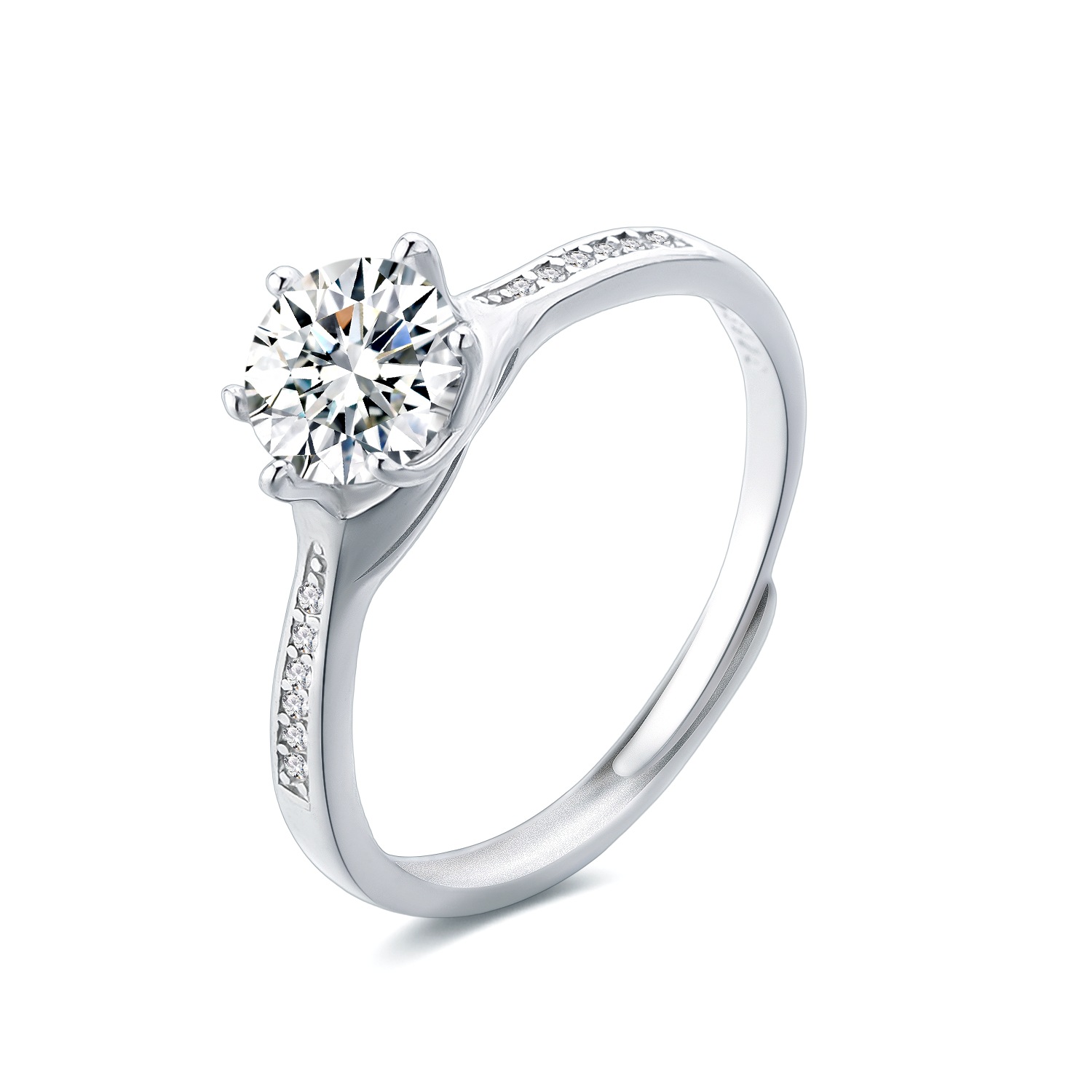 Par par anillo S925 anillo de plata esterlina anillo de boda de compromiso al por mayor hembra de seis garras 1 quilates transfronterizo anillo de las mujeres