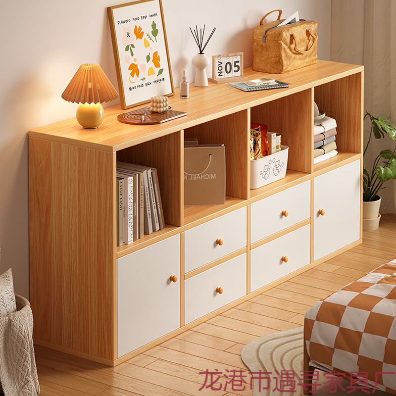 Bookshelf Rack Floor-Standing Home Living Room Bedroom Wall-Mounted Low Storage Cabinet Locker Grid Cabinet Simple Bookcase