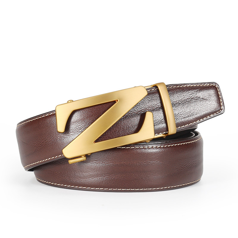 New Hot Selling Men's Belt Top Layer Cowhide Z Letter Alloy Automatic Buckle Business Fashion Casual Fashion Belt_voghion.com