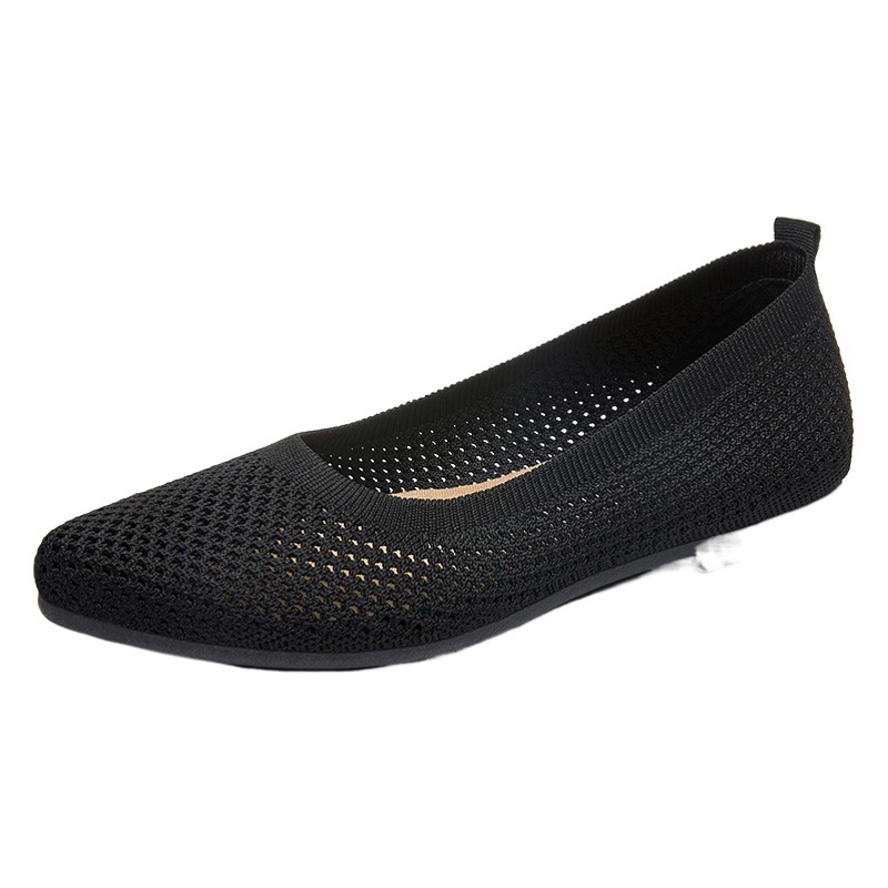 Zapatos mujer verano color sólido puntiagudo plano zapatos de mujer casual transpirable damas zapatos de tela huecos zapatos franceses no cansados