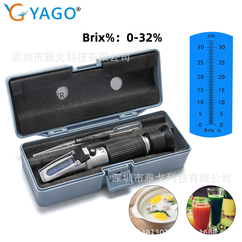 Ручной рефрактометр Измеритель сахара Измеритель фруктов и сладостей Измеритель сахара Сладкий измеритель 0-32% Обнаружение рефрактометра Жидкость для резки