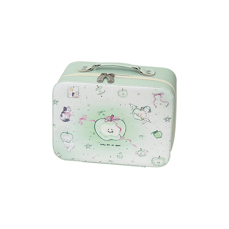 Bolsa de cosméticos con espejo, caja de cosméticos portátil de gran capacidad para mujer, maleta, bolsa de almacenamiento de cosméticos lindo de viaje impermeable