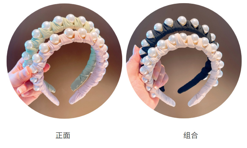 Korea Solid Color Geometric Pearl Headband Wholesale display picture 22