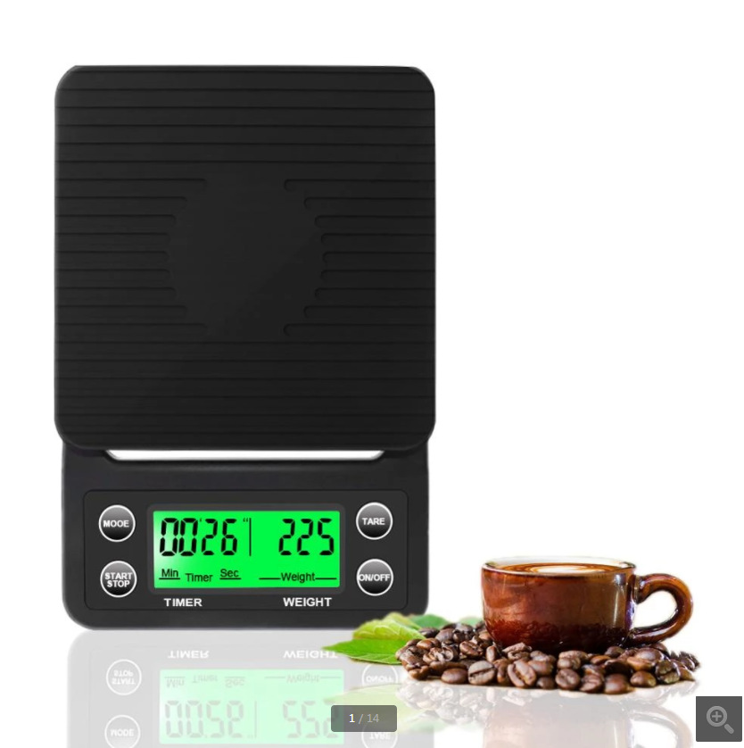 手冲咖啡电子秤 跨境计时厨房秤 黑色3kg 0.1g家用食品烘焙称5KG