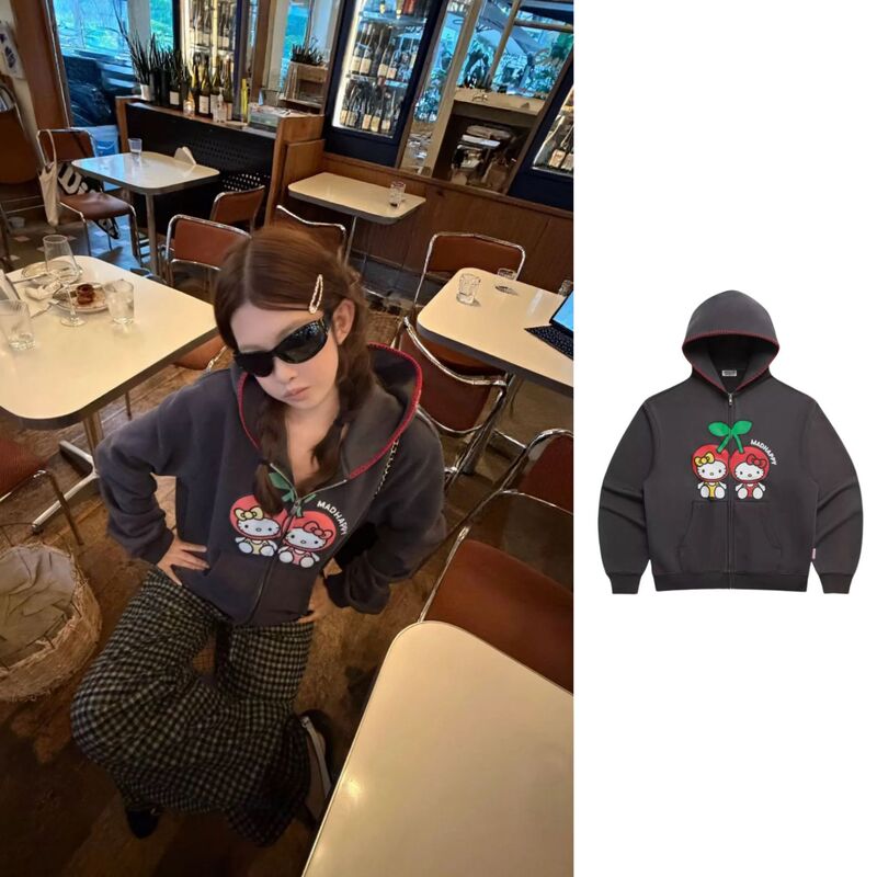 26AW Niche designer Madkt co-branded cartoon print, embroidered brim, loose-fitting cardigan sweatshirt