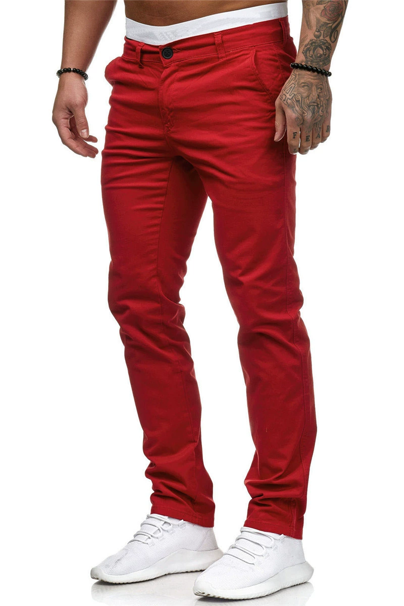 Мужские однотонные повседневные брюки для отдыха, европейский стиль, slim fit