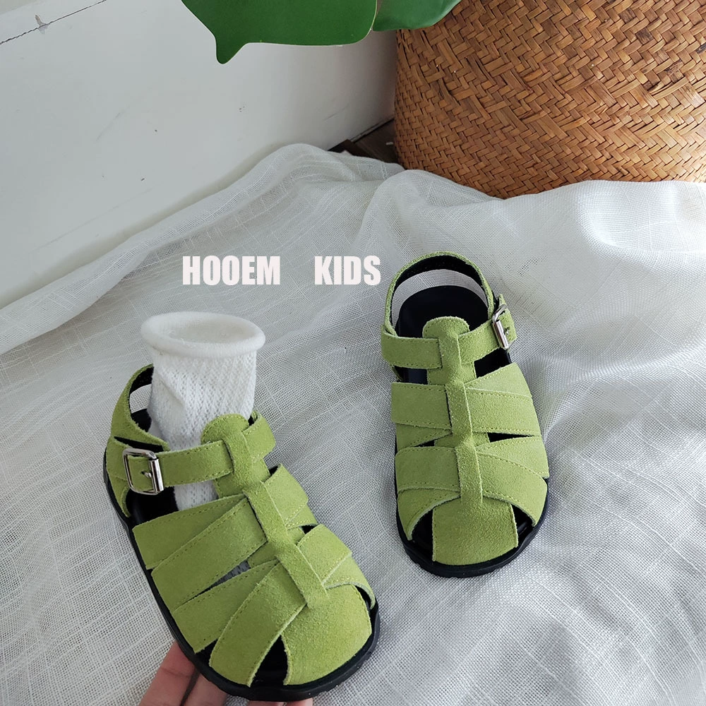 Детские сандалии из натуральной кожи с мягкой подошвой, летние повседневные плетеные пляжные туфли для мальчиков и девочек, босоножки в стиле Birkenstock Roman, 2025 год