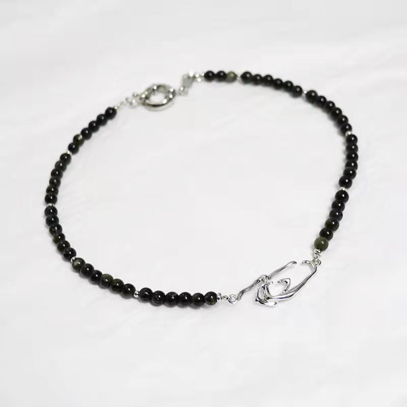 Black Natural Stone Pearl Splicing Irregular Clavicle Chain Image 1