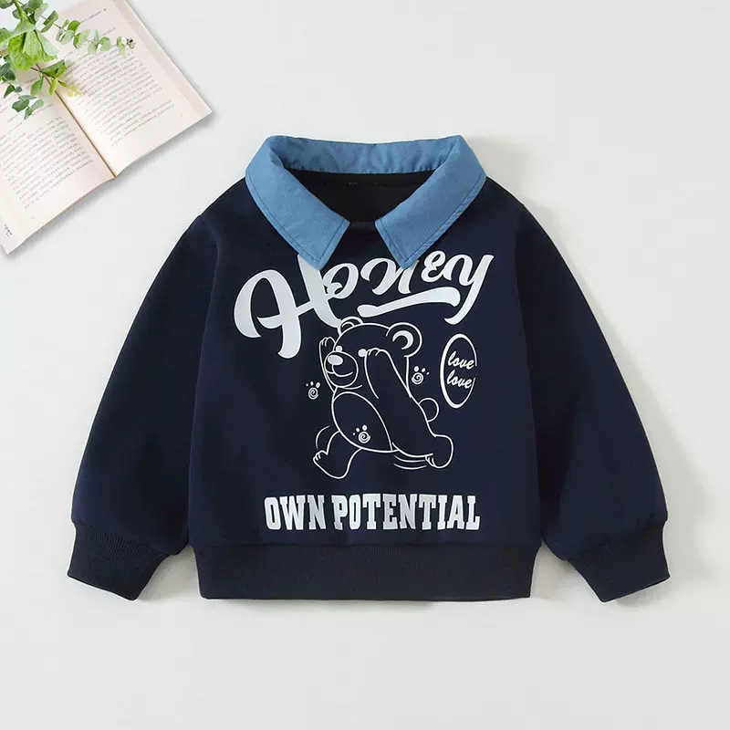 男童卫衣春秋款儿童长袖polo衫2025新款春秋季男孩卡通卫衣潮