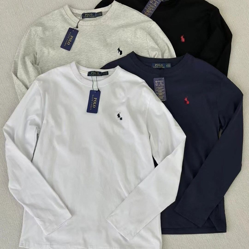 Pure Cotton Small Horse Logo Round Neck T-Shirt Men's Straight Fit Polo Embroidered Casual T-Shirt Cross-Border Pure Cotton Long-Sleeve T-Shirt Pure Cotton Small Horse Logo Round Neck T-Shirt Men's Straight Fit Polo Embroidered Casual T-Shirt Cross-Border Pure Cotton Long-Sleeve T-Shirt
