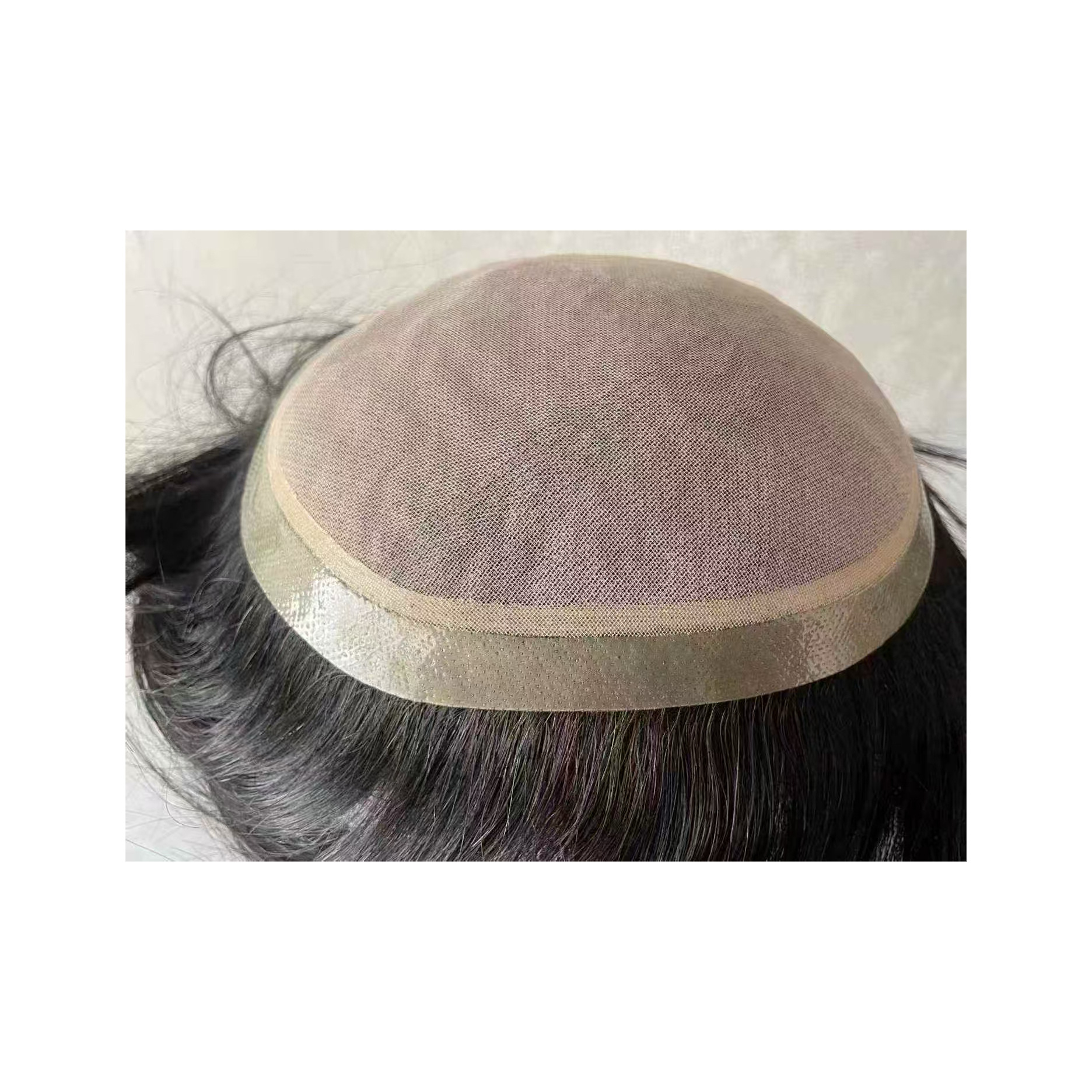 Aguja de entrega completa para hombres, cabello real tejido a mano NPU, cuero cabelludo de imitación, peluca de hombre, bloque de cabello sin rastro