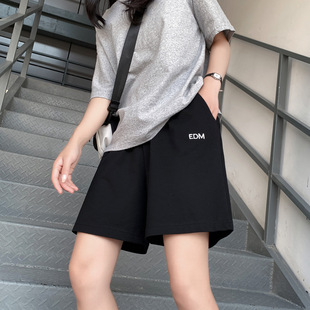2024 New Cotton Five-point Sports Shorts Women's Summer Thin Loose Casual Straight Hong Kong Style Trendy Mid-length Pants