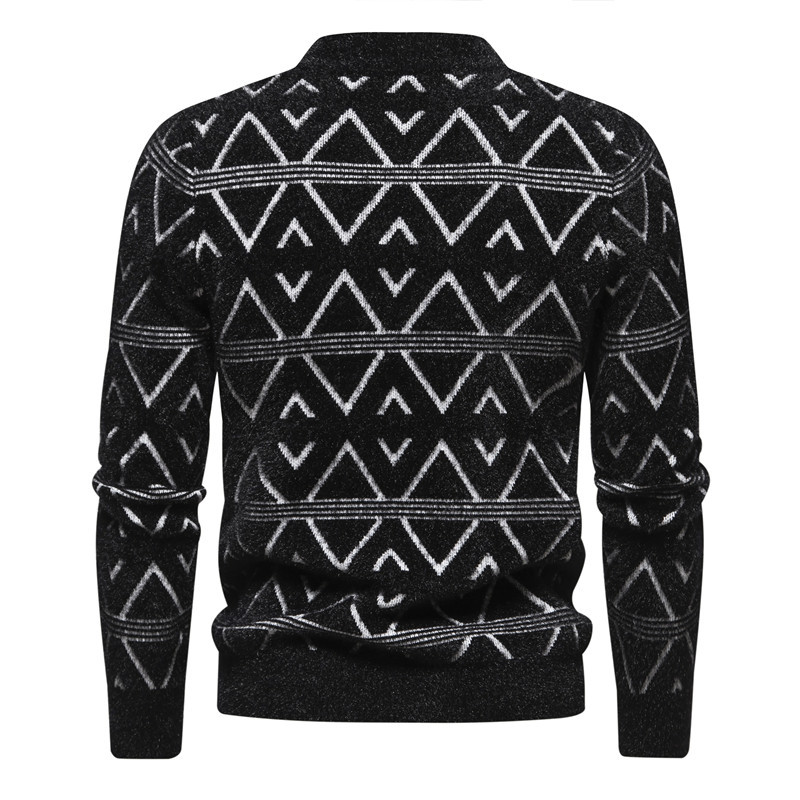 Pulls d'hiver pour hommes, tricots, coupe ajustée, sous-couche, pull, haut imprimé à rayures à col rond tendance_voghion.com