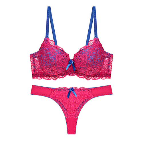 European and American sexy thin cup lace color matching bra set shaped push-up bra set Amazon wish
