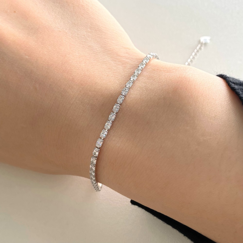 Casual Geometric Sterling Silver Plating Zircon Bracelets 1 Piece
