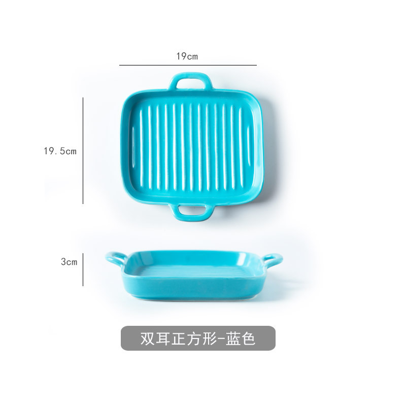 Nórdico placa redonda creativa hogar plato de cerámica horno de microondas binaural placa para hornear Placa de filete Placa de porcelana