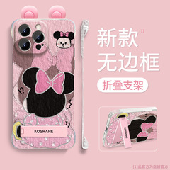 かわいいネズミの耳のスタンドはリンゴ13PROMAXの携帯電話のケース15/14の透明なフレーム12の転倒防止Xを適用します。
