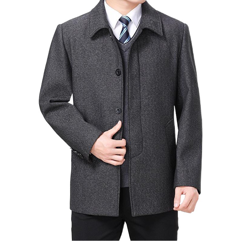 Otoño e Invierno abrigo de lana de los hombres de mediana longitud de lana de mediana edad slim fit chica estilo coreano abrigo de lana de los hombres