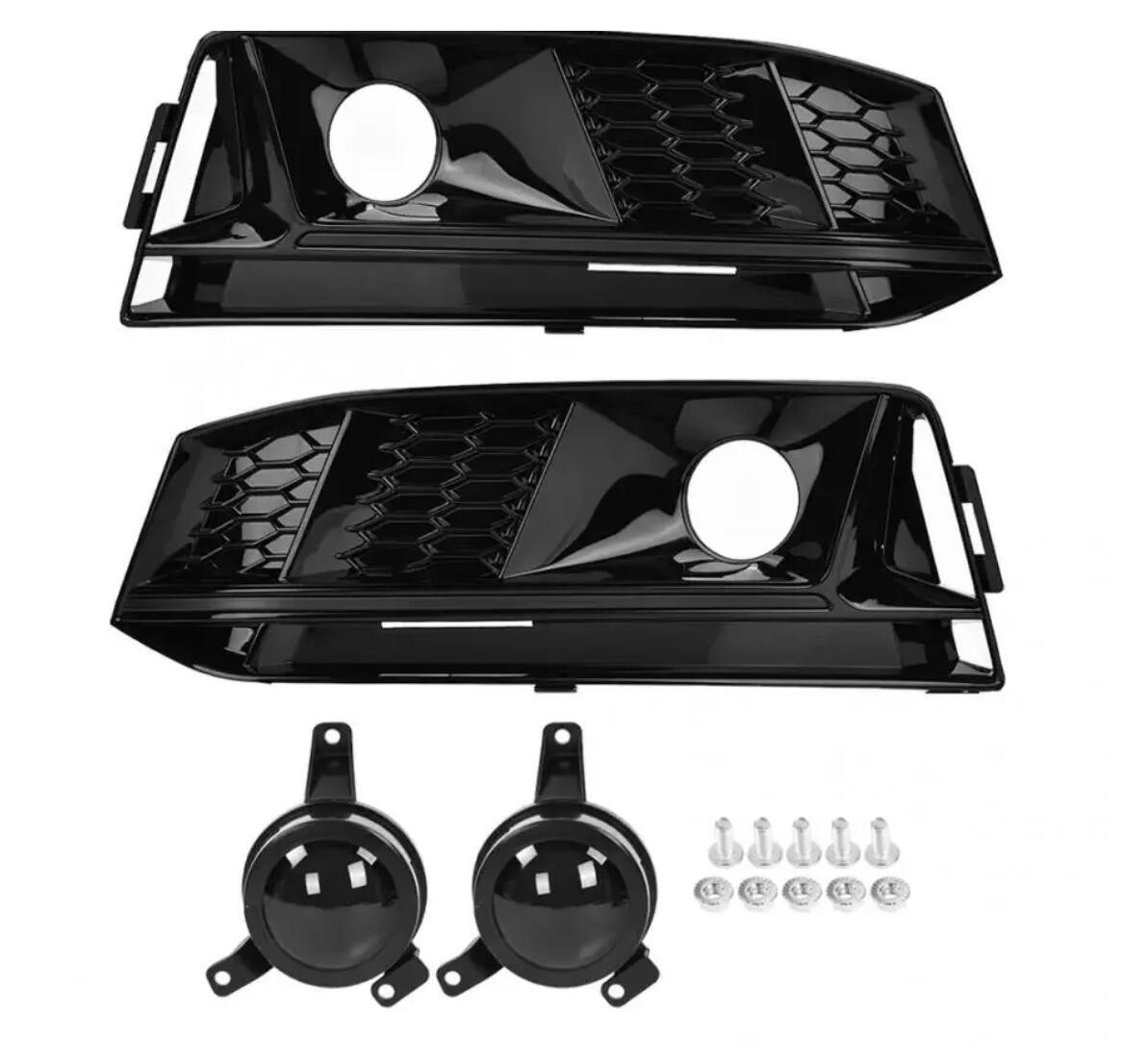 Applicable to Audi S4 fog lamp frame 2017-2019 Audi A4 B9 modified S4ACC front bar bright black fog lamp