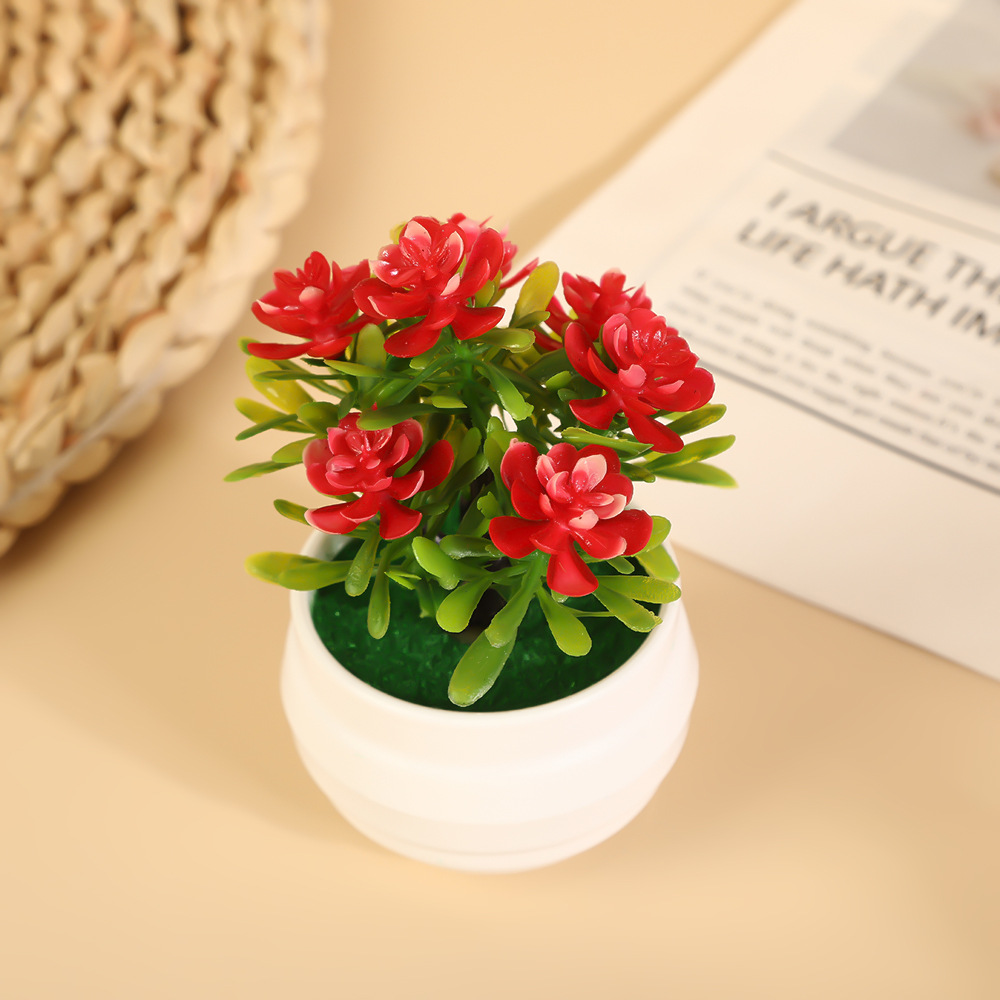 Simulación europea 7 flores de loto bonsai decoración interior de oficina flores falsas en maceta casa sala de estar decoración de escritorio verde