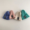 森系韓國兒童針織帽男女童保暖毛線套頭帽洋氣潮兒童布標毛線帽子