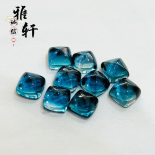 Natural London Blue Topaz Sugar Tower Bare Stone Ring Surface 7mm8mm Sugar Tower Cutter Inlaid Ring Pendant
