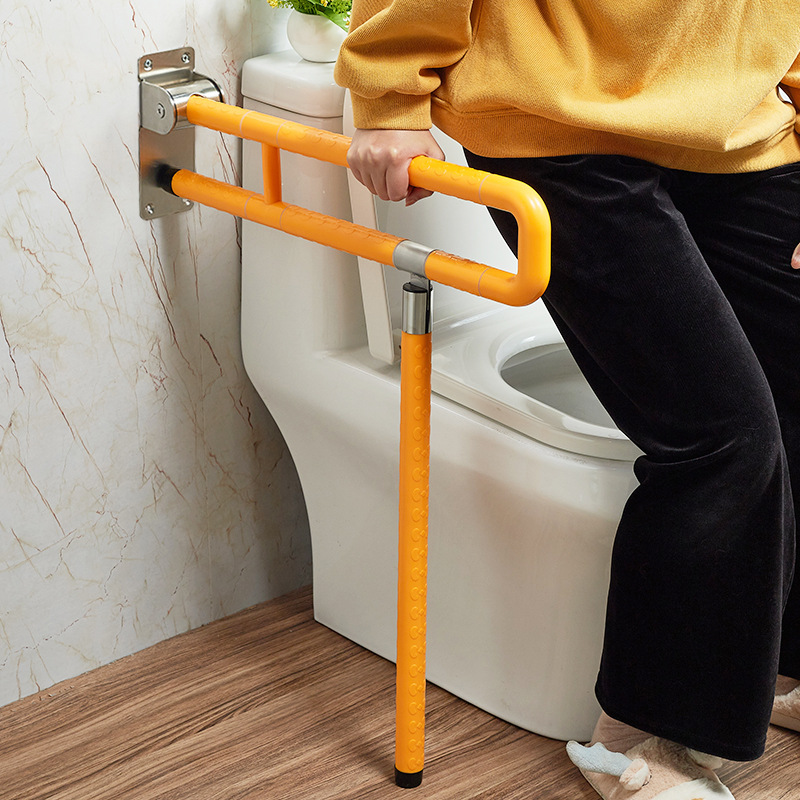 Folding stainless steel bathroom toilet grab bar for elderly and disabled people, barrier-free toilet safety grab bar