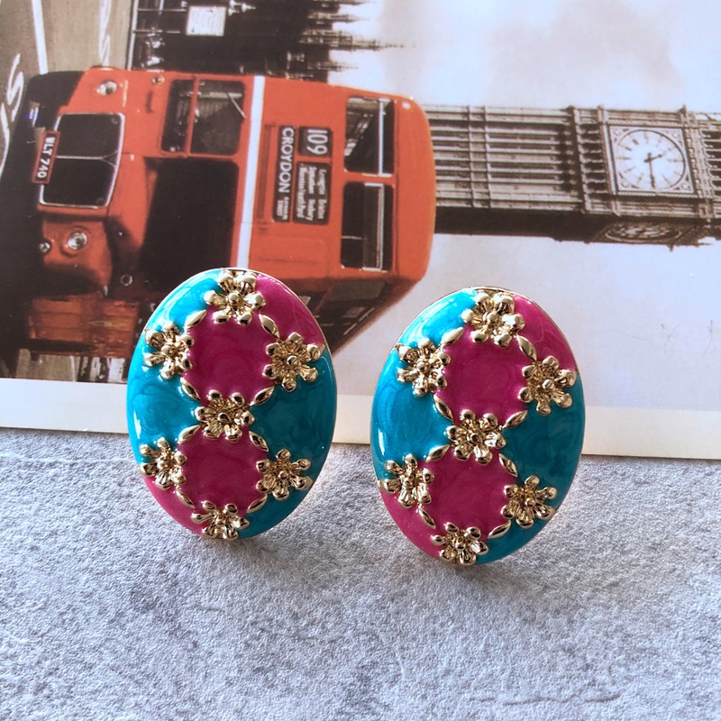 14g Weight 925 Sterling Silver Ear Needle Material No Inlaid Inlay Material Earrings, Ear Studs Classification Travel Occasion Alloy Material Printing Pattern Women'S Gender Fashion Style Grey, Green, Silver Color Fashion Printing Alloy No Inlaid Earrings Ear Studs 15