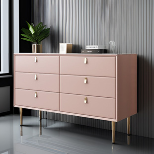 Modern Accessible Luxury Cream Cupboard Microfiber Leather Bedroom Living Room Solid Wood Installation-Free Girlish Pink Off-White P^