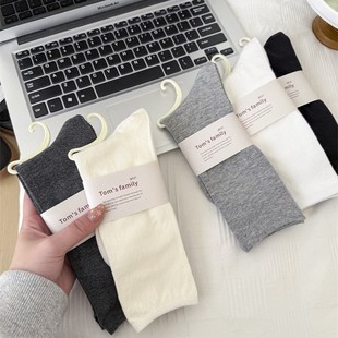 Early Spring All-match Boneless Moon Socks Shallow Socks Cotton Casual Stacking Socks Girls Ins Solid Color Long Socks Grey