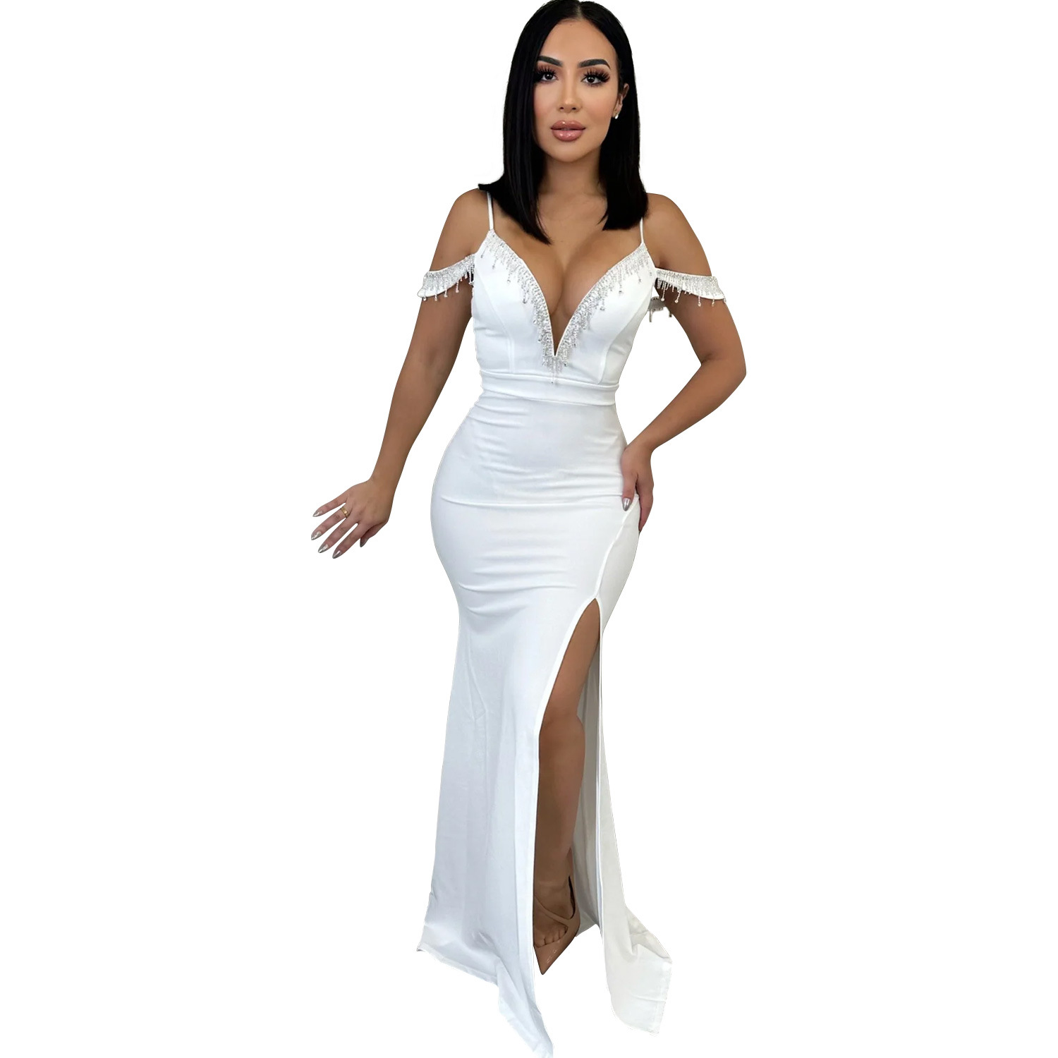 C6771 transfronteriza AliExpress Amazon vestido de correa de borla de color sólido de las mujeres de la moda europea y americana image 9