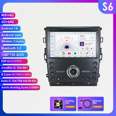 Mondeo and Ford Fusion 2nd: DVD Navigation - 664g-wifi4glte-version-7862-carplay-octa-core-compatible-with-the-us-version-of-ford-fusion-2nd-generation-2013-2019-9inch-frame