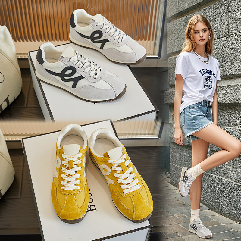 Genuine Leather Training Shoes for Women 2026 Spring and Summer New Style Comfortable Flat-Soled Fashionable Retro Versatile Commuting Sports Casual Shoes for Women