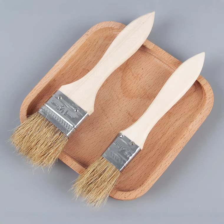 Wholesale Set Barbecue Brush Pig Bristle Baking BBQ Spice Brush Wooden Handle Paint Brush Wool Paint Brush Brush